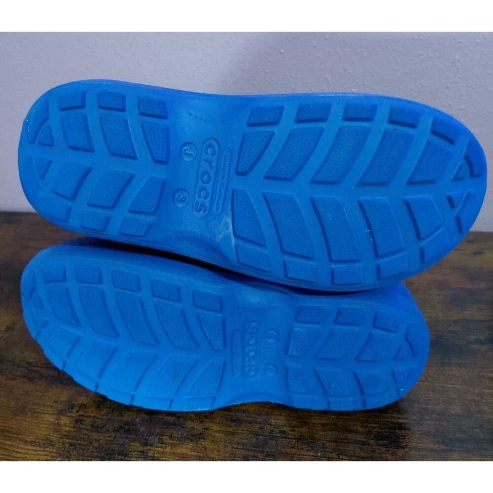 Crocs Handle It Classic Blue Rubber Rain Boots Youth Size J3 12803